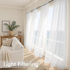 MIULEE White Sheer Curtains 95 Inches Long 4 Panels 42 x 95 Inches | Light - Image 4