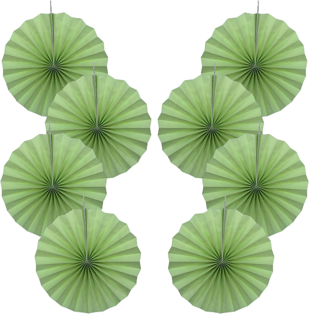 Green Hanging Paper Fans,12in,30 Color,DIY Set,Light Green,Military Theme,Birthday Occasion