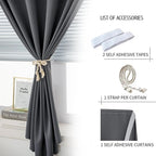 Magic Tape Blackout Curtains for Bedroom No Drillng Self Adhesive Curtains No - Image 2