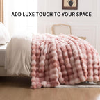 Cozy Faux Fur Throw Blanket for Couch-Warm Fuzzy Throw Blanket, Soft Plush Thick Bubble Blankets for Bedroom and Living Room, Furry Luxury Blanket, 60 x 80, Tie-Dye Pink