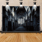 ChloropLastid 10x8ft Scary Church Halloween Backdrop Dark Black Horror Gothic Medieval Castle Interior Photography Background Halloween Night Carnival Theme Party Decor Banner Photo Studio Props