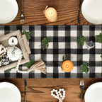 Artoid Mode Buffalo Plaid Bowknot Pumpkin Thankful Fall Table Runner, Autumn Thanksgiving Kitchen Dining Table Decoration for Home Party Decor 13x90 Inch
