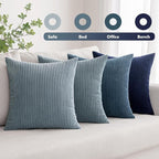 MIULEE Soft Corduroy Decorative Throw Pillow Covers Blue Navy Series 18x18 | - Image 5