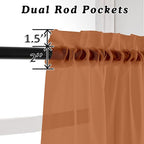 2 Panels Solid Color Orange Sheer Curtains 96 Inches Long, Elegant Window Voile - Image 3
