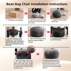4FT Large Bean Bag Chairs,Big Adult Size Memory Foam Beanbags with Filler Included,Machine Washable Corduroy Cover,Ultra Soft Plush Gaming Bing Bag Puff Chair for Dorm, Living Room & Bedroom (Black)