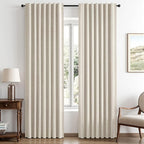 MIULEE 100% Blackout Linen Curtains 42 x 63 Inch Linen Beige 2 Panels | Thermal by MIULEE