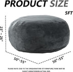 5FT，Big Bean Bag Chairs for Adults，Large beanbag with Filler Included，Memory Foam Material，Easy to Clean and Washable Corduroy Fabric，Suitable for Living Room and Bedroom (Dark Gray, 5 Foot)