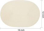 AHHFSMEI Placemats Set of 6 for Dining Table Washable Woven Vinyl Non-Slip 18x12 inches Placemat Heat-Resistant Durable Table Mats for Dining Table Easy to Clean (Oval Beige, 6)