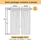 Dusty Blue Sheer Curtains 72 Inches Long 2 Panels, Light Filtering Voile - Image 3