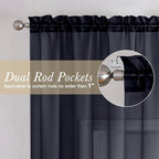 Black Sheer Curtain Panels 72 Inch Length, Light Filtering Window Curtain - Image 3