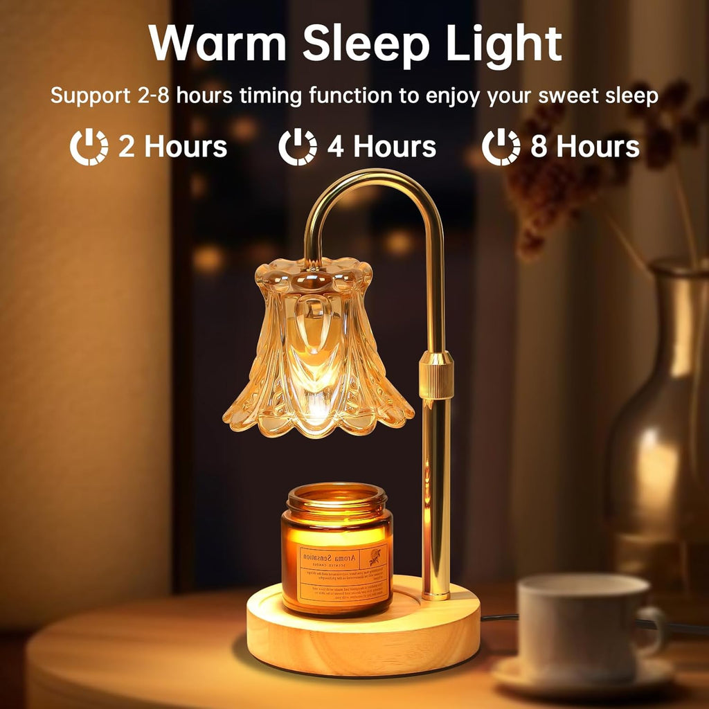GEEZO Fragrance Candle Warmer Lamp，Electric Candle Warmer with Timer & Dimmer，Mom Christmas Birthday Gifts for Women, House Warming Gifts New Home Bedroom Decor