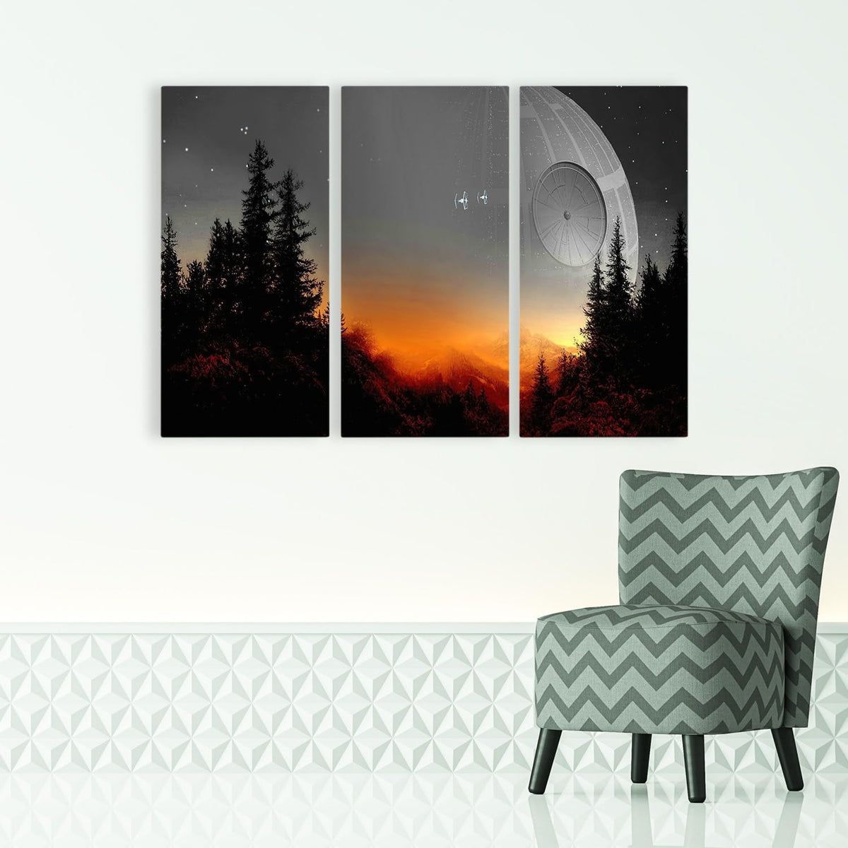 Death Star Inspired Canvas Print Wall Art | Futuristic Space Station Artwork | Smooth Surface Home Decor – Various Sizes (18in x 12in Gallery Wrapped)