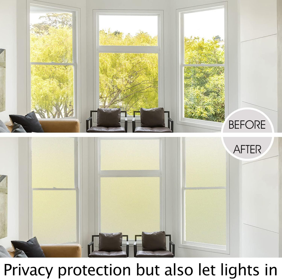 HIDBEA Frosted Window Privacy Film Heat Control UV Blocking, Static Cling Non-Adhesive Reusable Door coverings for Bathroom Home Office (Frosted 23.6 Inch x 9.8 Feet)