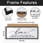 Home is the Story of Who We Are & a Collection of all the Things we Love Sign Framed Wall Art, 40''×15'' Rustic Horizontal Family Quote Wood Sign, Farmhouse Long Home Plaque Wall Decor