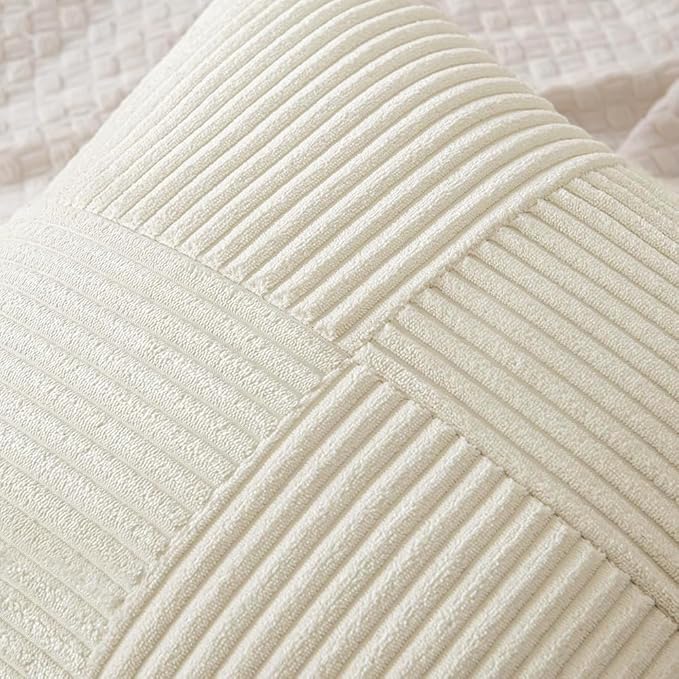 MIULEE Cream White Decorative Lumbar Throw Pillow Covers 14x22 Inch 2 Pack | - Image 2