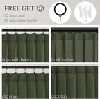 Topfinel 102 Inch Pinch Pleated Linen Curtains 2 Panels, Olive Green Semi Sheer - Image 2
