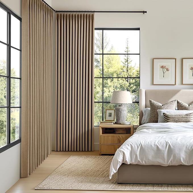 MIULEE Cafe Brown Pinch Pleated 100% Blackout Linen Curtains 40x90 Inches | - Image 2