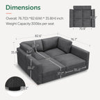 HONBAY Modular Sectional Couches with Storage Corduroy Sleeper Sofa Modular Sectional Couches for Living Room,Dark Grey