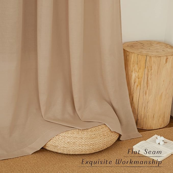 NICETOWN Linen Camel Window Curtains 84 inches Long, Grommet Thick Linen Blend - Image 7