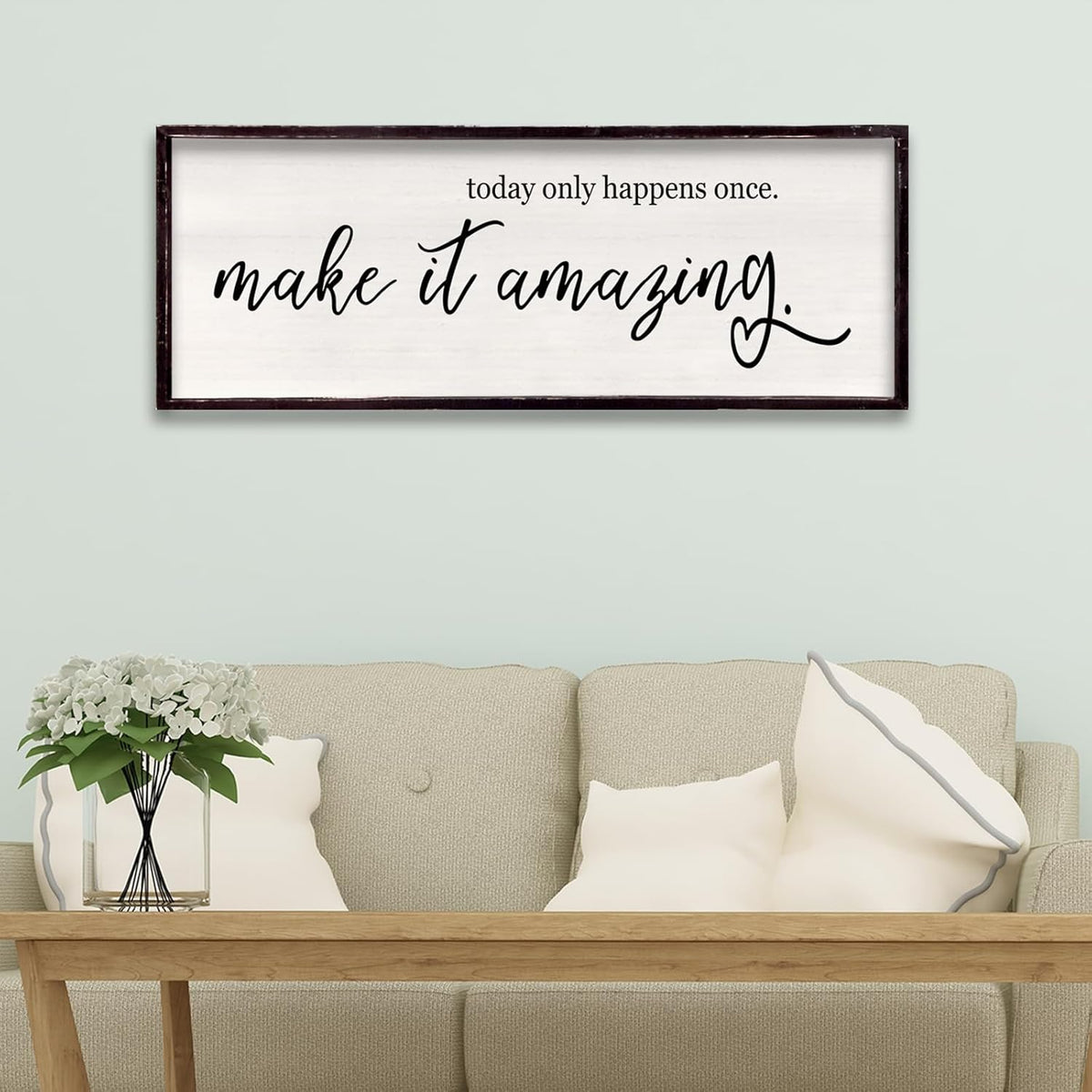 Today Only Happens Once Make It Amazing Framed Wall Art, 32''×12'' Rustic Religious Christian Lords Prayer Sign for God Jesus Christ Prayer, Horizontal Holy Inspirational Catholic Scripture Decor