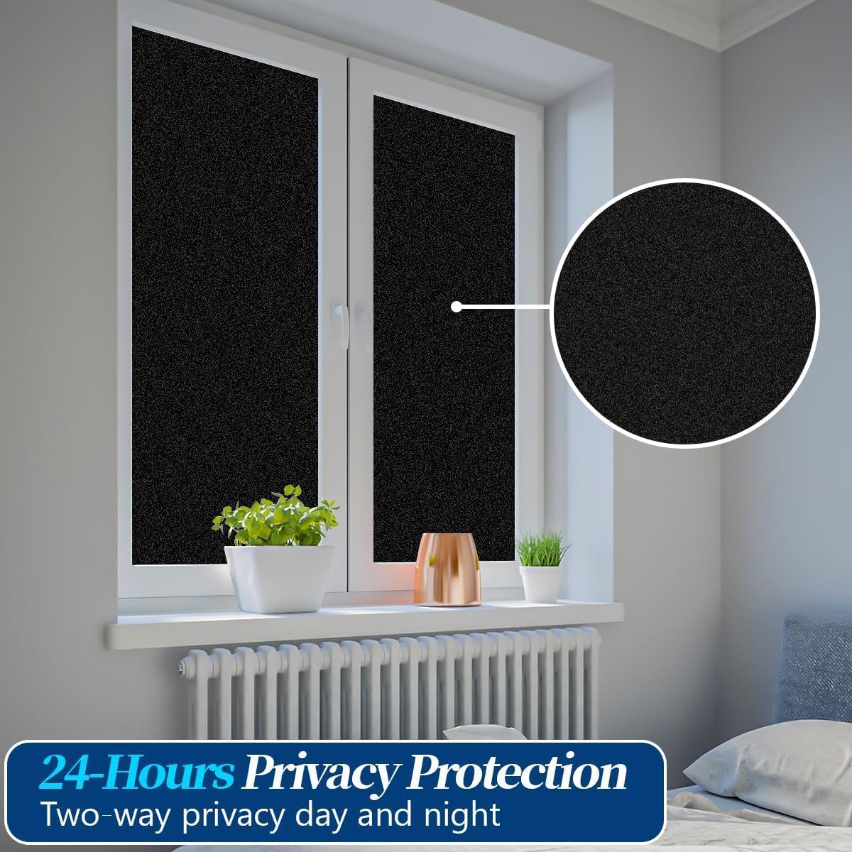Niviy Blackout Window Privacy Film Room Darkening Black Out Windows Covers Sun Blocking Removable Window Tint for Home,Bedroom,Garage 17.5 x 78.7 Inches