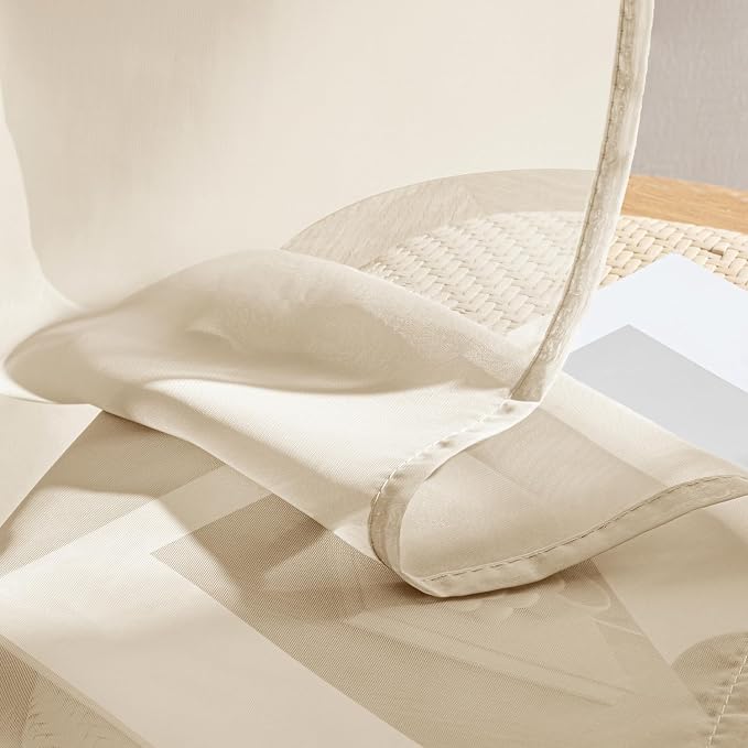 MIULEE Butter Cream Sheer Curtains 84 Inches Long 4 Panels 54 x 84 Inches | - Image 7