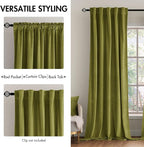 MIULEE Velvet Curtains 52x96 inches 2 Panels Moss Green Blackout Curtains | - Image 2