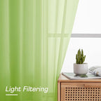 Sheer Lime Curtains for Bedroom Living Room 63 Inch Length 2 Panels Set - Image 4
