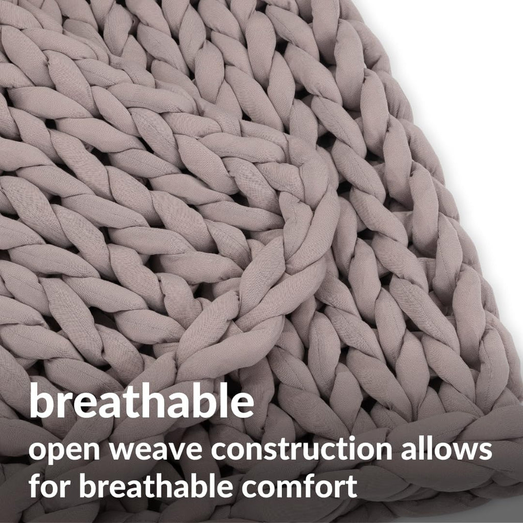 Nuzzie Chunky Knit Blanket - Breathable, Cooling, Hand Made Knit Throw Blanket for Sleep - Machine Washable, Stylish Decor Design (Dusty Rose, Queen | 22lbs | 60"x80")