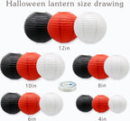 Paper Lanterns Party Decorations Red Black - Hanging Paper Lanterns Indoor Outdoor - Minnie Mouse Ladybug Theme Birthday Baby Shower Graduation Wedding BBQ Party Supplies, 15pcs