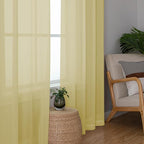 Chyhomenyc Sheer Mustard Yellow Curtains 90 inches Long 2 Panels, Light - Image 3