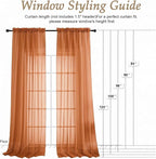 Orange Bedroom Curtains 2 Panel Sets 96 Inch Length, 59 Inch Extra Wide Light - Image 2