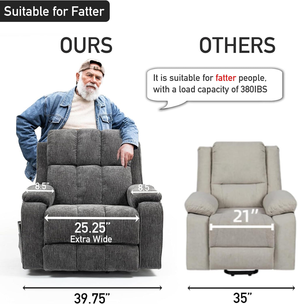 Lazy Boy Recliner Chair, Postoperative Recovery，Retractable 23'' Extra-Long Leg Support Lift Chair Hold up to 400lb，25.5'' Oversized Recliner seat for Big and Tall