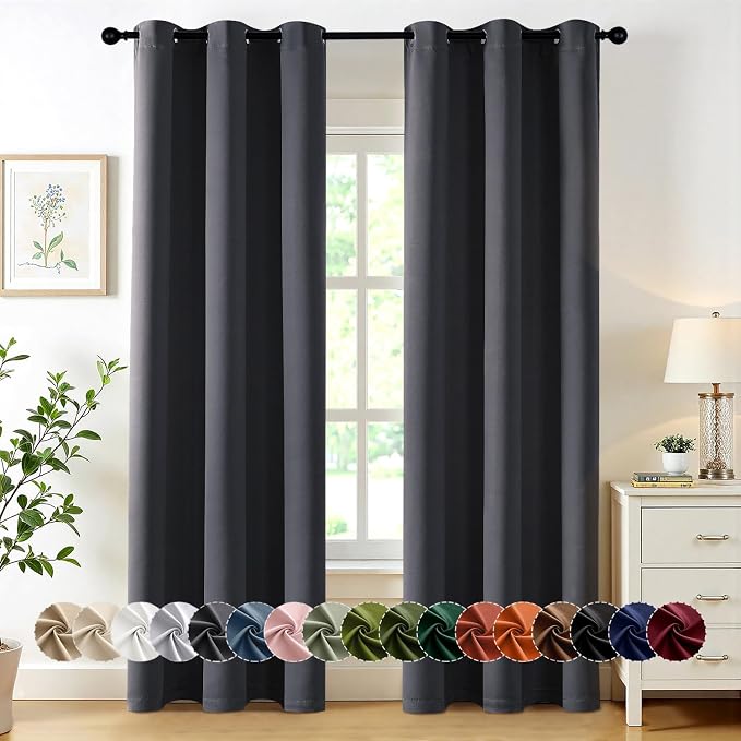 MIULEE Blackout Curtains for Bedroom 2 Panels 40 x 86 Inch Long Dark Grey | by MIULEE