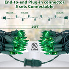 St. Patrick's Day Mini String Lights Green Christmas Lights, 25FT 100 Incandescent Bulbs Green Lights with Green Wire for Christmas Tree, Garland, Indoor & Outdoor St Patricks Day Decoration