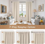 95 Inch 100% Blackout Linen Curtains 2 Panels - Image 9