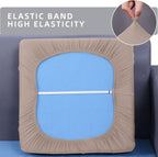 hyha Waterproof Couch Cushion Covers, Stretch Sofa Couch Seat Slipcover for Dog Washable, Non-Slip Waterproof Outdoor Cushion Covers for Patio Furniture Replacement (1 Piece for Small, Taupe)
