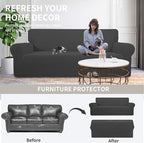 Easy-Going Stretch Loveseat Couch Covers Washable Dark Gray | 1-Piece Loveseat - Image 4
