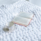 Chunky Knit Blanket - Luxury Soft Cozy 40 * 50 Throw Blanket,100% Woven Blanket Rope Knot Throw Blanket for Couch, Sofa, Home Decor, Gift - Machine Washable(White)