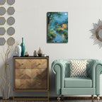 Moonlight under the big tree creek cabin scenery is suitable for posting in the living room bedroom office scenery poster wall painting
