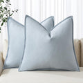 MIULEE Decorative Linen Euro Sham Pillow Covers 28x28 Inch Light Blue | Boho by MIULEE