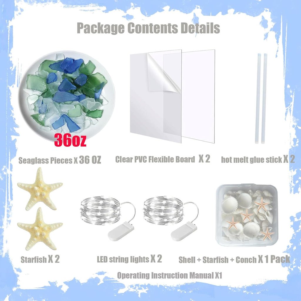WECKLOM Christmas Tree DIY Kit Sea Glass Pieces for DIY Crafts Christmas Craft DIY Christmas Tree Lights Lamp Christmas Ornament Crafts