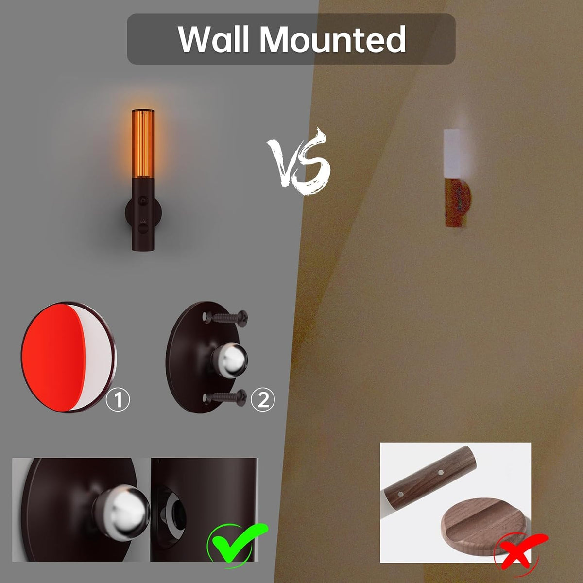 Koopala Motion Sensor LED Night Lights, Rechargeable Battery Operated Indoor Smart Motion Detector Nightlights with 3 Modes&3 Brightness, Auto Body Sensor Wall Lamps for Closet Stairway Cabinet