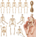 10 Pcs Halloween Mini Skeleton Figurine Decoration,6”Halloween posable Skeleton Decor,Small Plastic Skeleton Figure for Spooky Home Decor Haunted House Decorations Party Favors