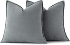 MIULEE Decorative Linen Pillow Covers 18x18 Inch Gray | Boho Farmhouse​ - Image 6