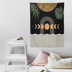Abstract Boho Tapestry, Mid Century Tropical Tree Leaves Modern Geometric Arch Bohemian Botanical Tapestry, Home Aesthetic Wall Hanging Art Decor for Living Room Bedroom Dormitory 60x60 Inch