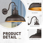 zeyu 18 Inch Gooseneck Barn Light, Farmhouse Outdoor Sconces Wall Lighting, Outdoor Barn Light for Garden Garage, Oil Rubbed Bronze Finish, 016-1BL ORB