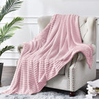 BEDELITE 3D Ribbed Cherry Blossom Fleece Twin Blanket - Image 2
