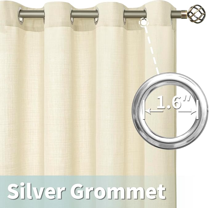 Light Beige Linen Curtains 95 Inches Long - Image 5