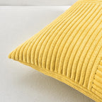Fancy Homi 2 Packs Yellow Lumbar Decorative Throw Pillow Covers 12x20 Inch for Living Room Couch Bed Sofa, Farmhouse Boho Home Decor, Soft Striped Corduroy Rectangle Accent Cushion Case 30x50 cm